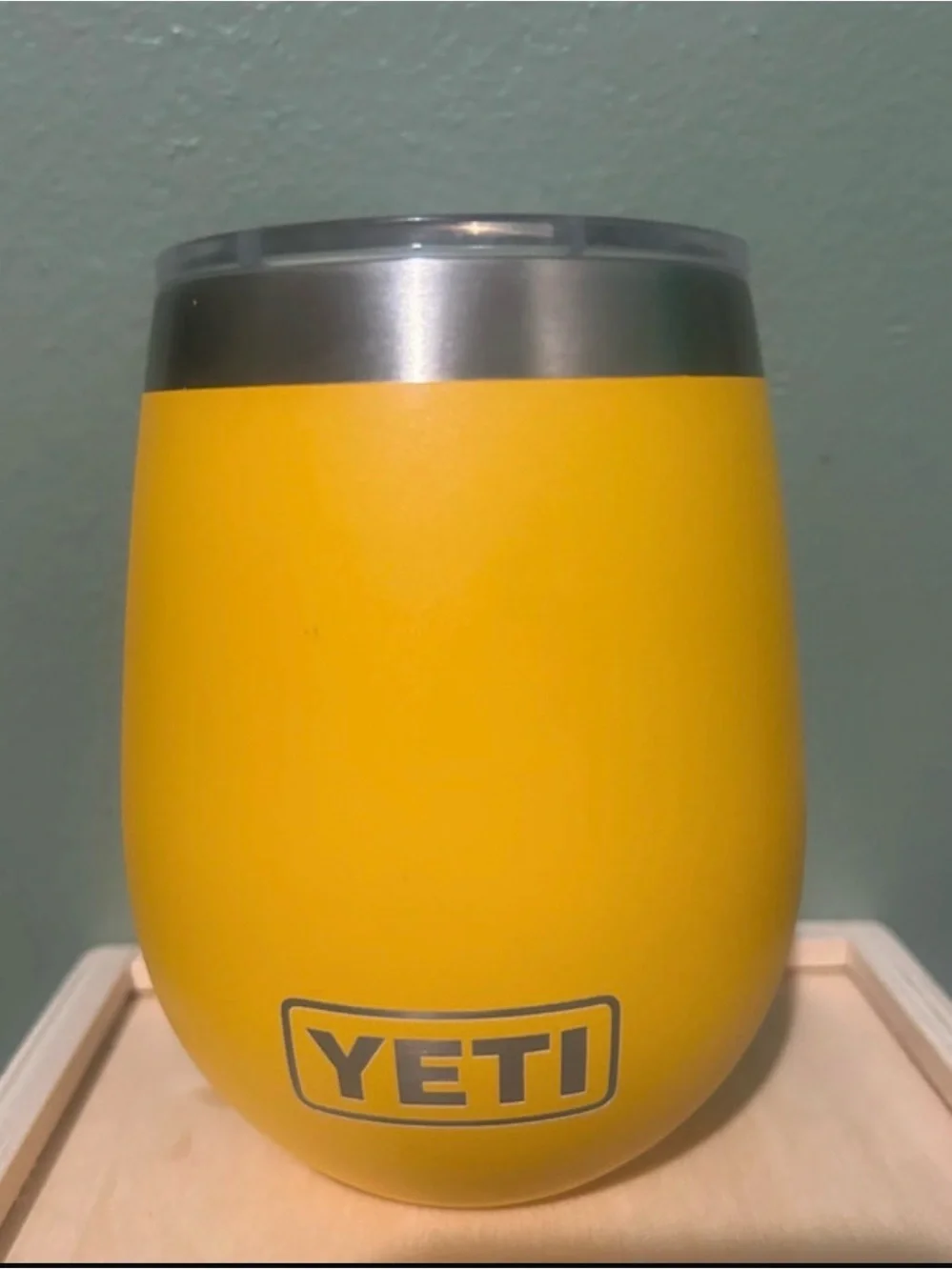 Yeti Bright Yellow Insulated Wine Tumbler with Silver Rim